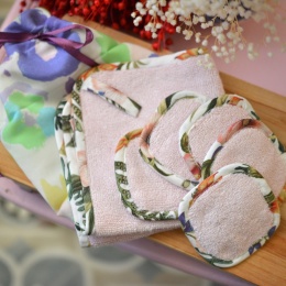 Komplet zero waste 5 wacików + ręcznik + woreczek KOLOROWE