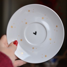 Mikstura cierpliwości, filiżanka+spodek ręcznie malowany Miny Moose biały