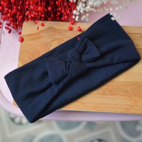 Opaska granat z kokardką MERINO upcykling cienka/średnia