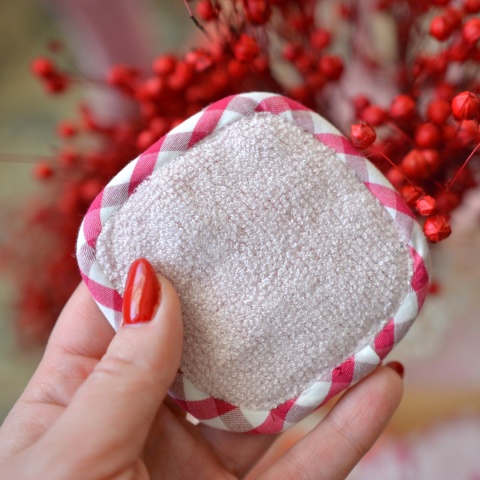 Waciki wielorazowe komplet + woreczek KWIATKI I KRATECZKA