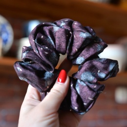 Jedwab MAXI gumka upcykling scrunchie Listki vintage