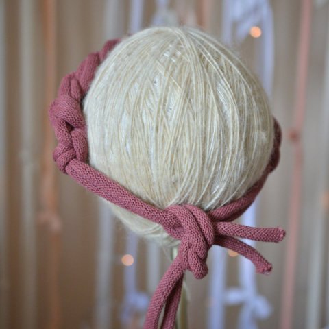 Opaska bezuciskowa brudny róż duża handmade bawełna Opaska bezuciskowa brudny róż duża handmade bawełna