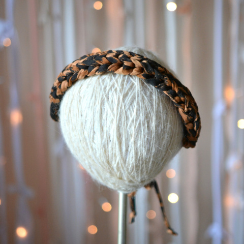 Opaska bezuciskowa panterka średnia handmade upcykling bawełna Opaska bezuciskowa panterka średnia handmade upcykling bawełna