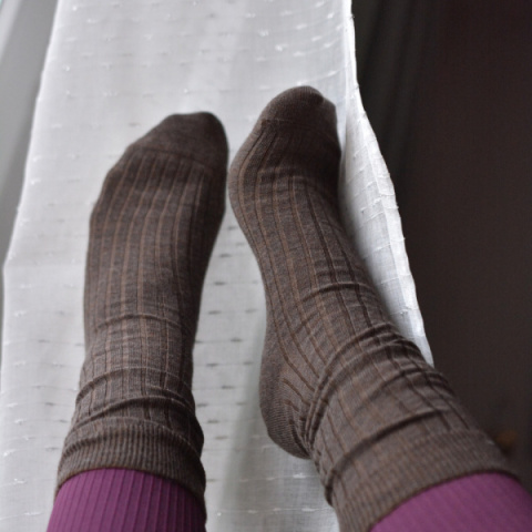 [35-37] Merino prążek czekolada skarpety